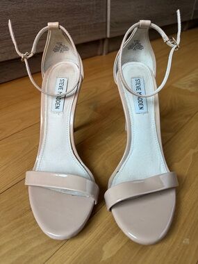 Steve Madden Nude Patent Ankle-Strap Heels